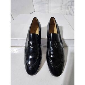 Authentic Chanel Patent Moccasin Leather Black Size 35C